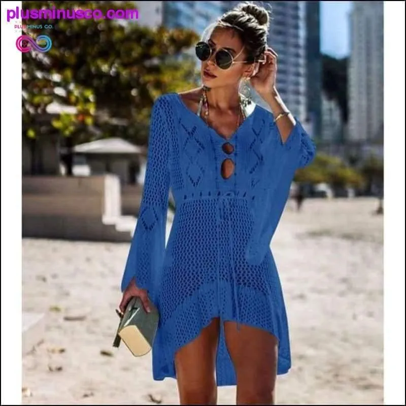 Knitting Swimwear Mesh Sexy Tunic Robe Cover Up Bikini