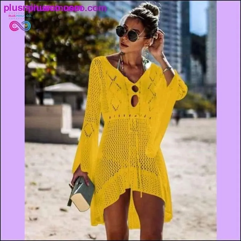 Knitting Swimwear Mesh Sexy Tunic Robe Cover Up Bikini