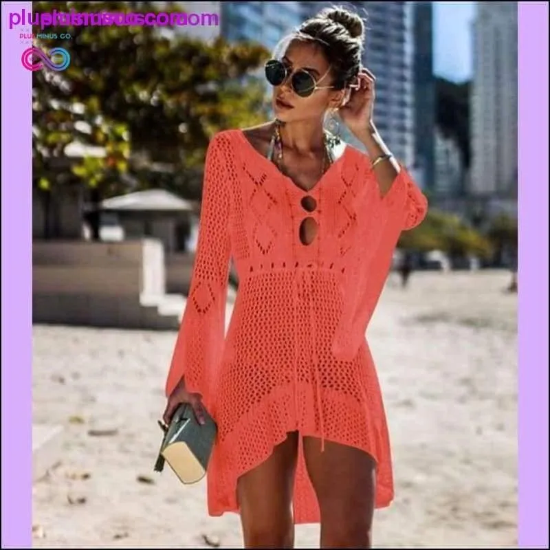 Knitting Swimwear Mesh Sexy Tunic Robe Cover Up Bikini