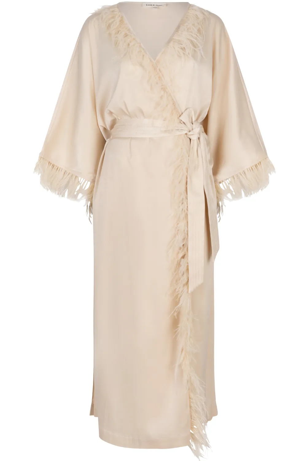 Laura Marabou Feather Trim Satin Robe