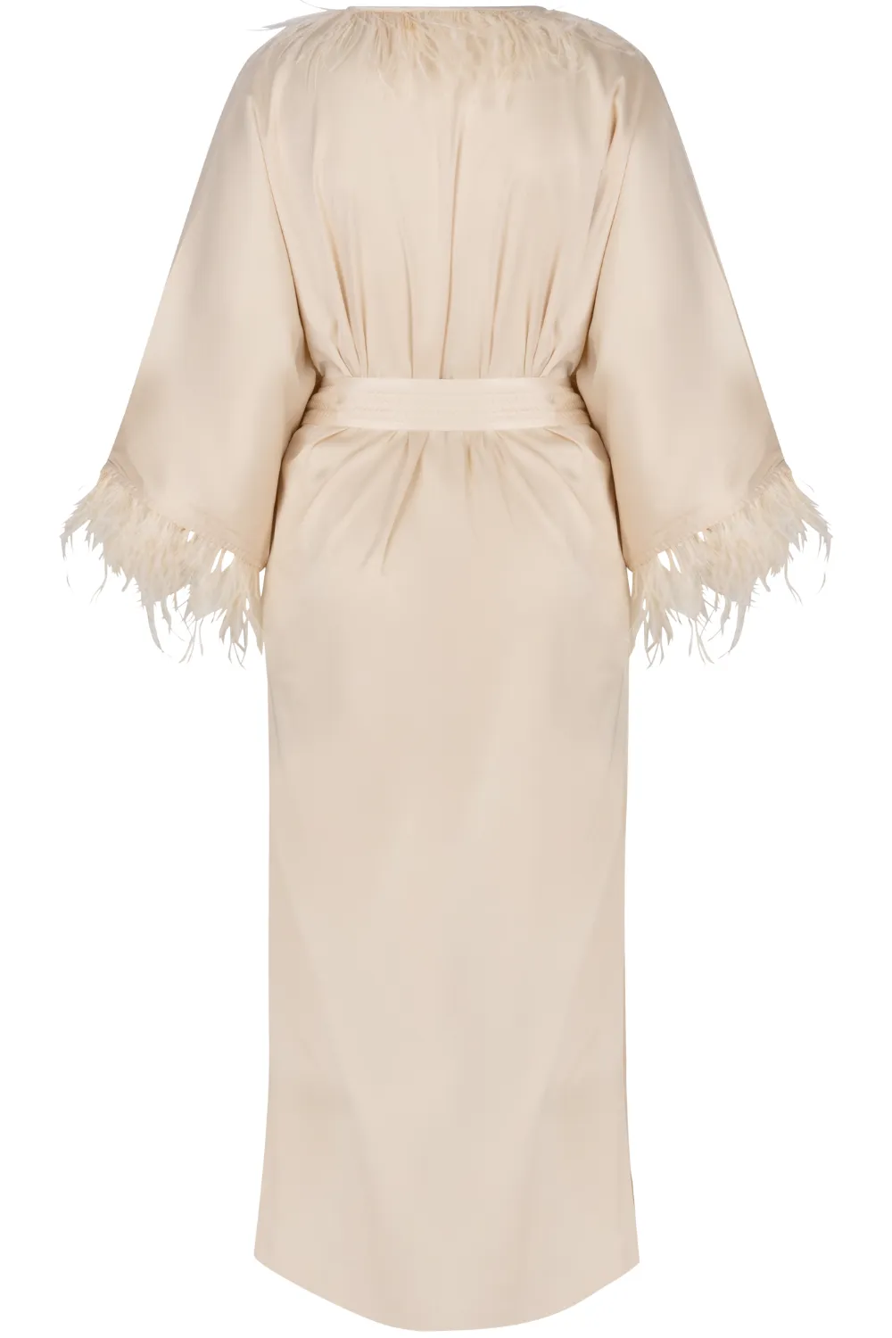 Laura Marabou Feather Trim Satin Robe