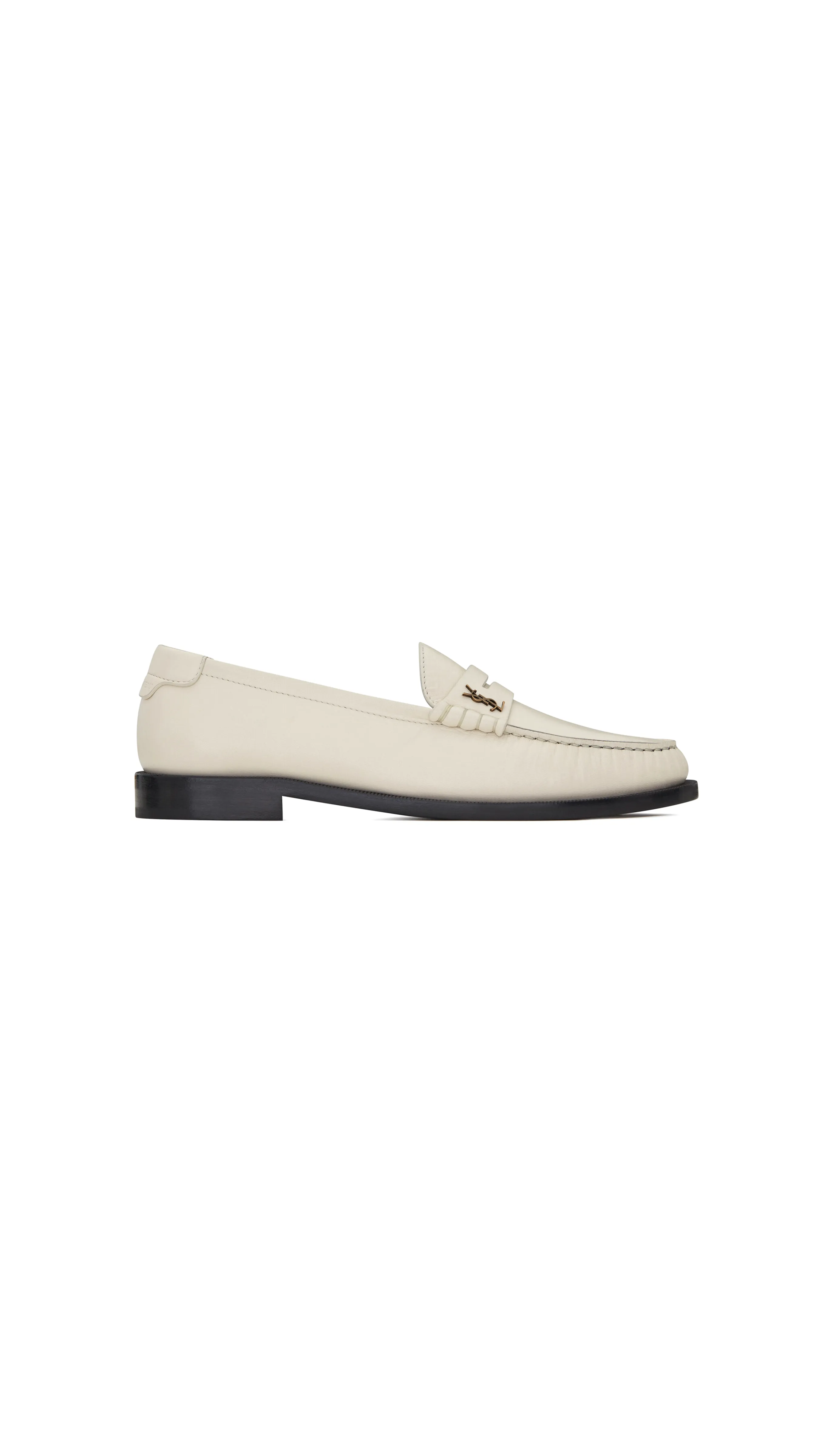 Le Loafer Monogram Penny Slippers In Smooth Leather - Pearl