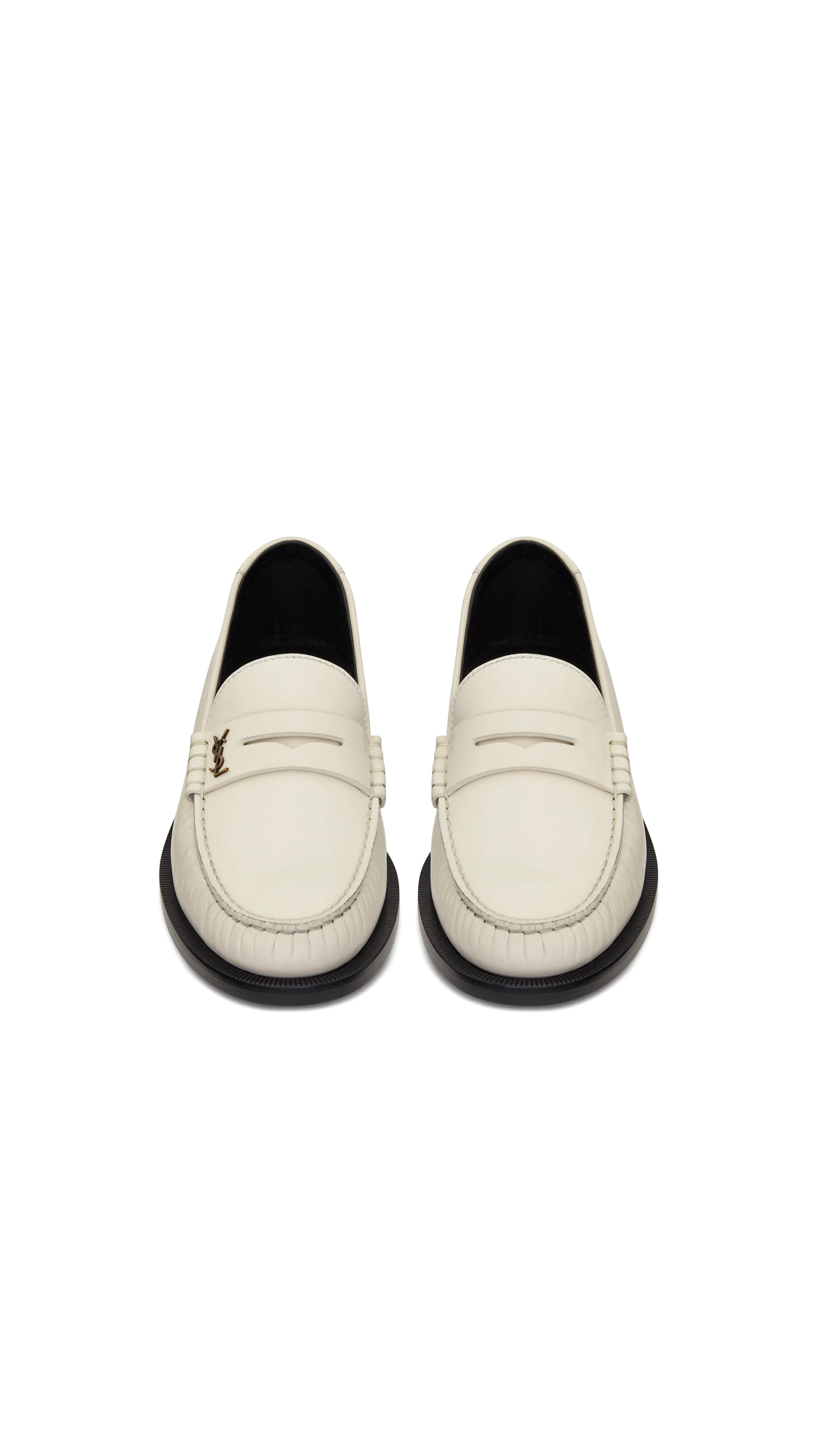 Le Loafer Monogram Penny Slippers In Smooth Leather - Pearl