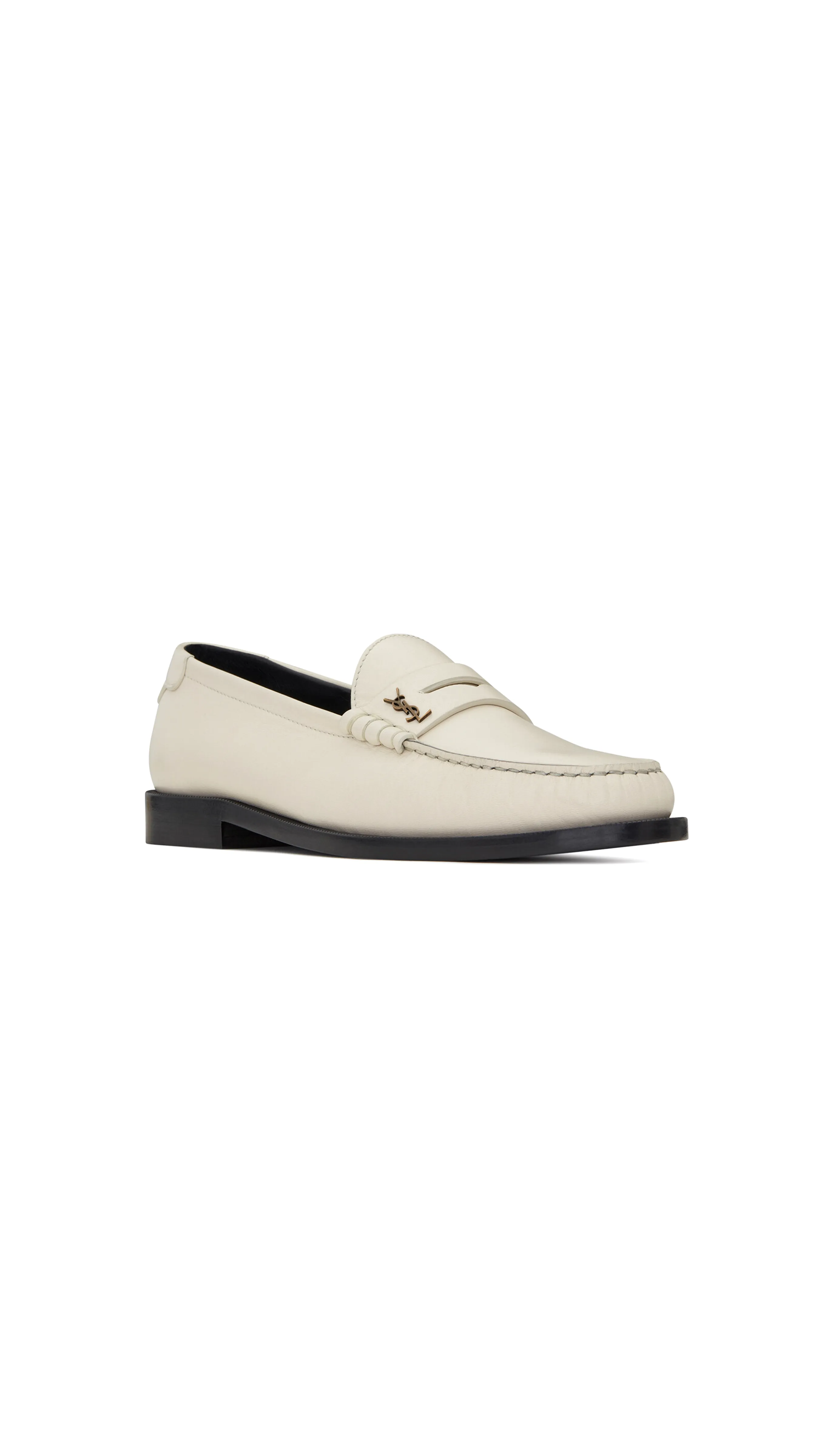 Le Loafer Monogram Penny Slippers In Smooth Leather - Pearl