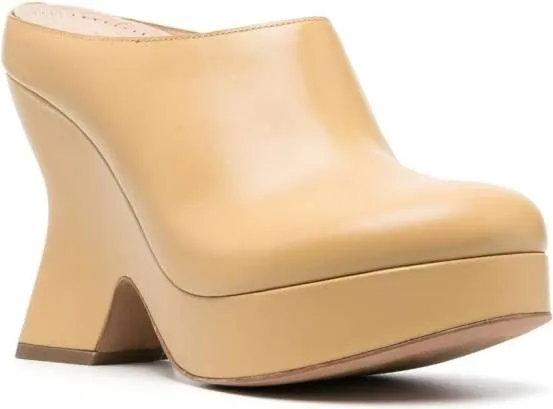 LOEWE Terra 110mm leather wedge clog Neutrals