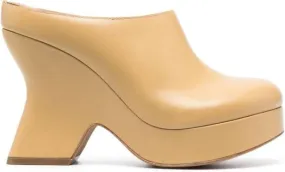 LOEWE Terra 110mm leather wedge clog Neutrals