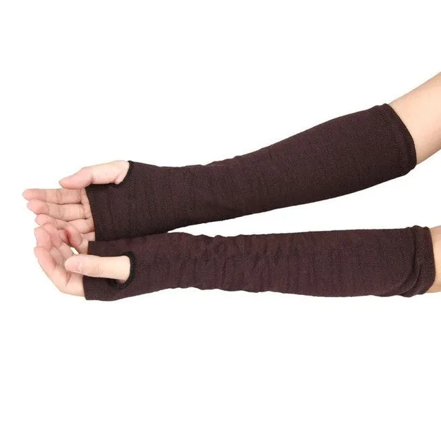 Long Gloves Unisex Knitted Fingerless Gloves Autumn Winter Wrist Arm Hand Warm Gloves Summer Beach Cover Up Luvas Feminina#B920 