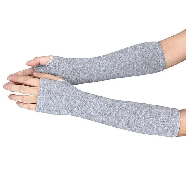 Long Gloves Unisex Knitted Fingerless Gloves Autumn Winter Wrist Arm Hand Warm Gloves Summer Beach Cover Up Luvas Feminina#B920 