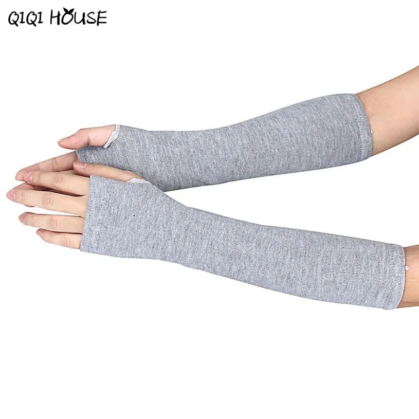 Long Gloves Unisex Knitted Fingerless Gloves Autumn Winter Wrist Arm Hand Warm Gloves Summer Beach Cover Up Luvas Feminina#B920 