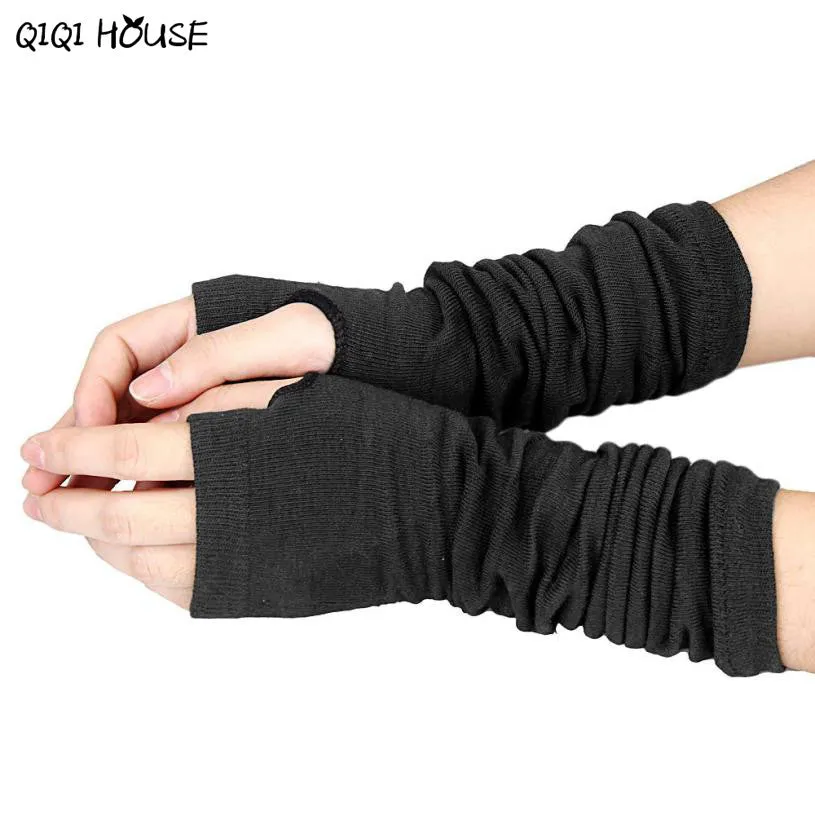 Long Gloves Unisex Knitted Fingerless Gloves Autumn Winter Wrist Arm Hand Warm Gloves Summer Beach Cover Up Luvas Feminina#B920 