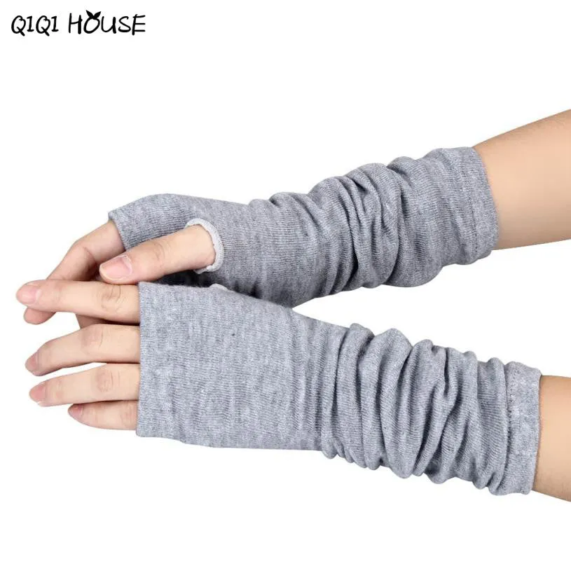 Long Gloves Unisex Knitted Fingerless Gloves Autumn Winter Wrist Arm Hand Warm Gloves Summer Beach Cover Up Luvas Feminina#B920 