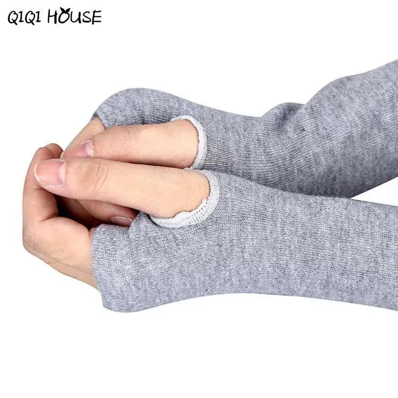 Long Gloves Unisex Knitted Fingerless Gloves Autumn Winter Wrist Arm Hand Warm Gloves Summer Beach Cover Up Luvas Feminina#B920 