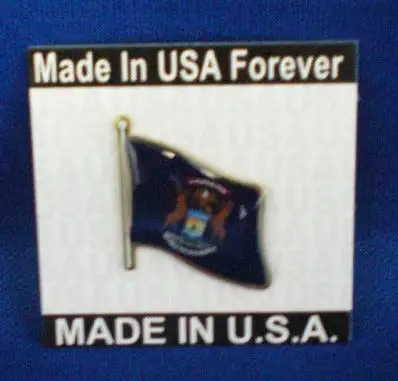 Michigan State Flagpole Pin Made in USA