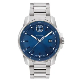 Movado Bold Verso Automatic Mens Stainless Steel Blue Dial Watch