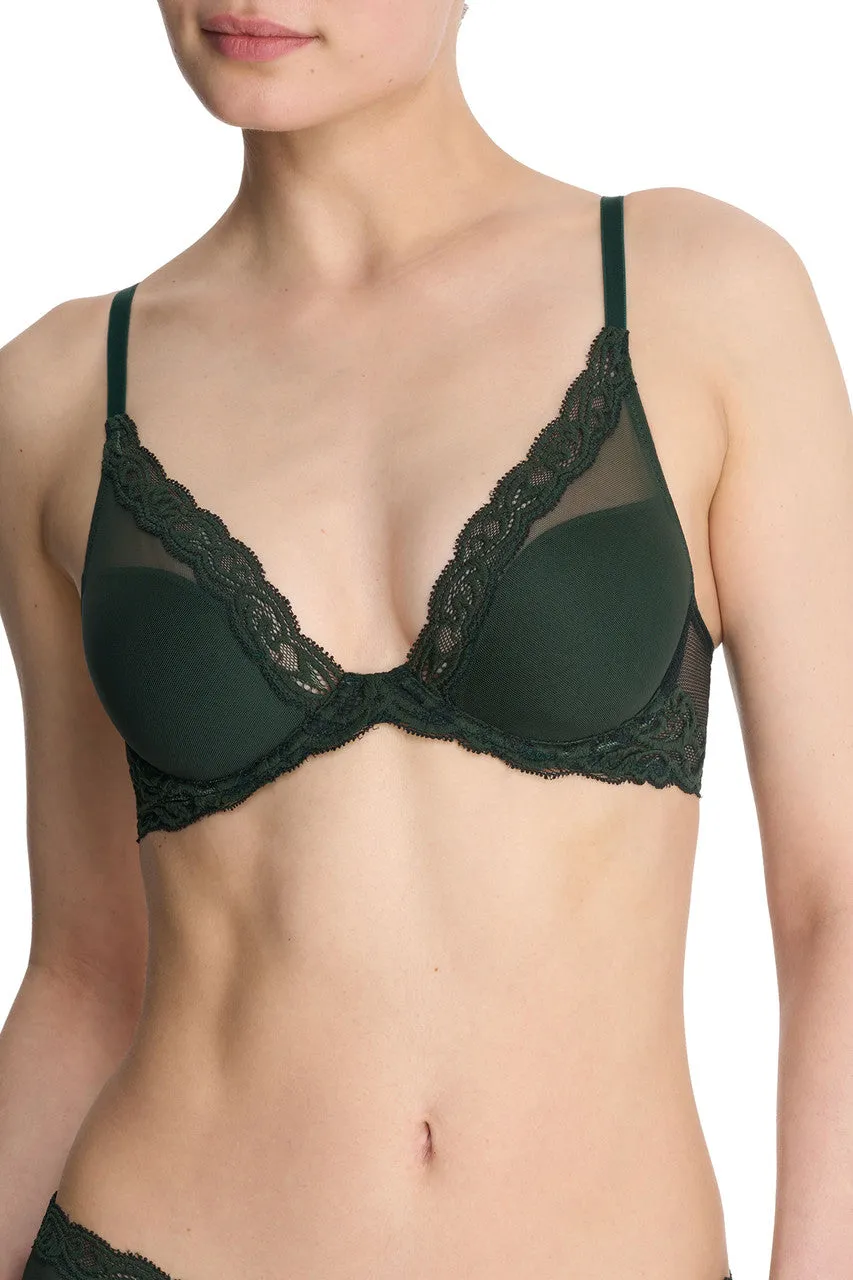 Natori FEATHERS Plunge Bra in Dark Forest 