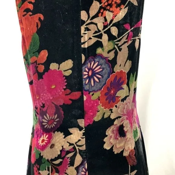 Natori NWTBlack Floral Velvet Dress