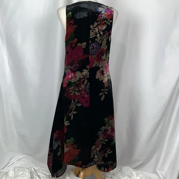 Natori NWTBlack Floral Velvet Dress