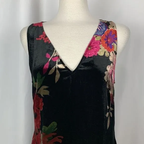 Natori NWTBlack Floral Velvet Dress