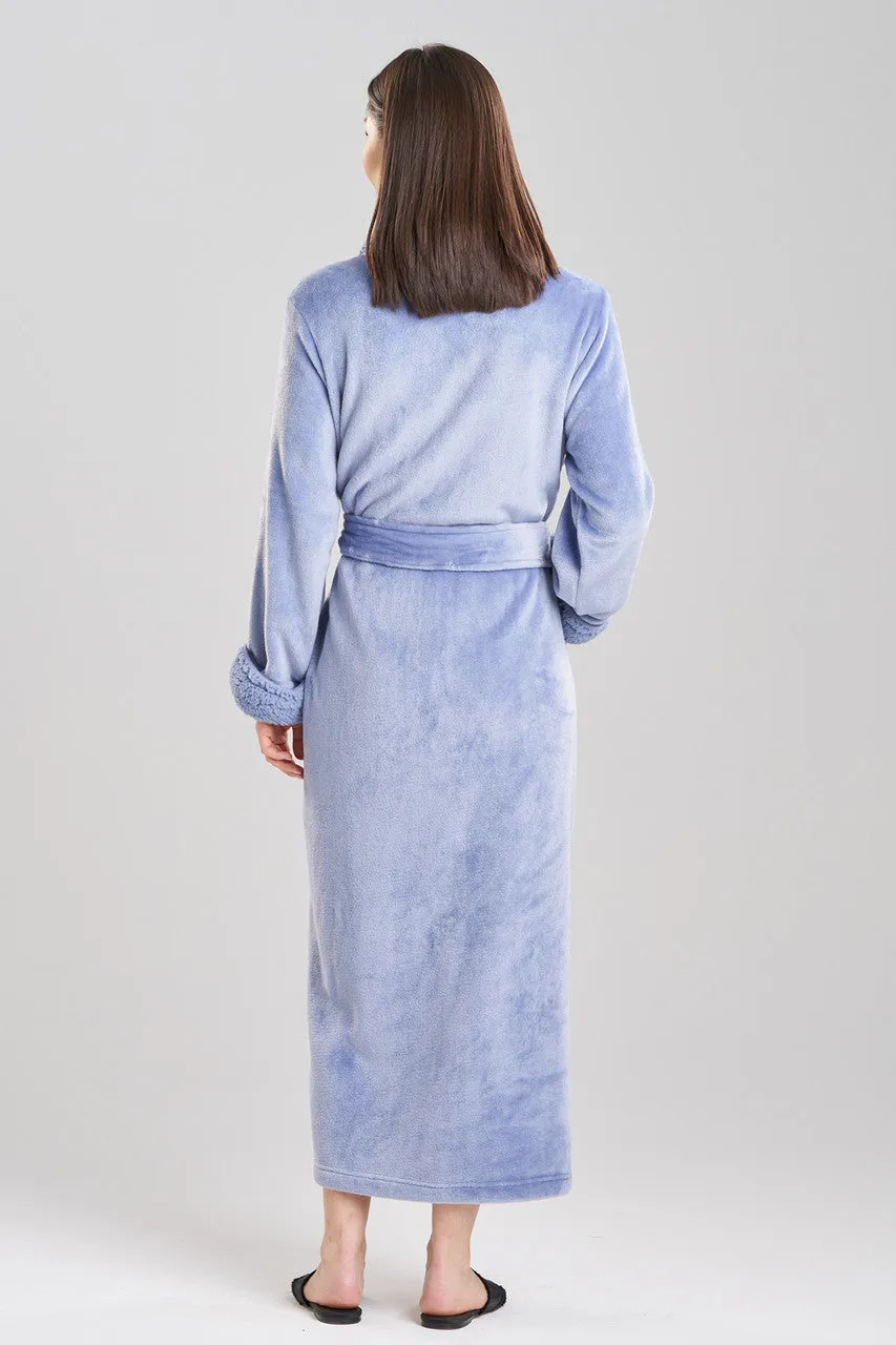 Natori Plush Sherpa Long Robe in Ocean 