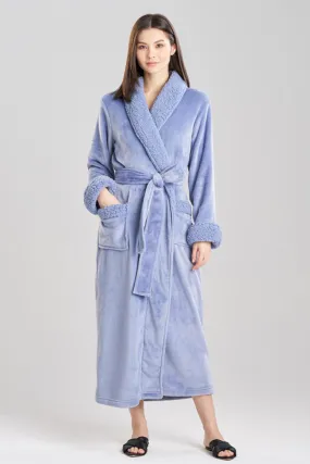 Natori Plush Sherpa Long Robe in Ocean 