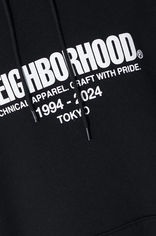 NEIGHBORHOOD cotton sweatshirt Classic men's black color hooded with a print 241FPNH.CSM04