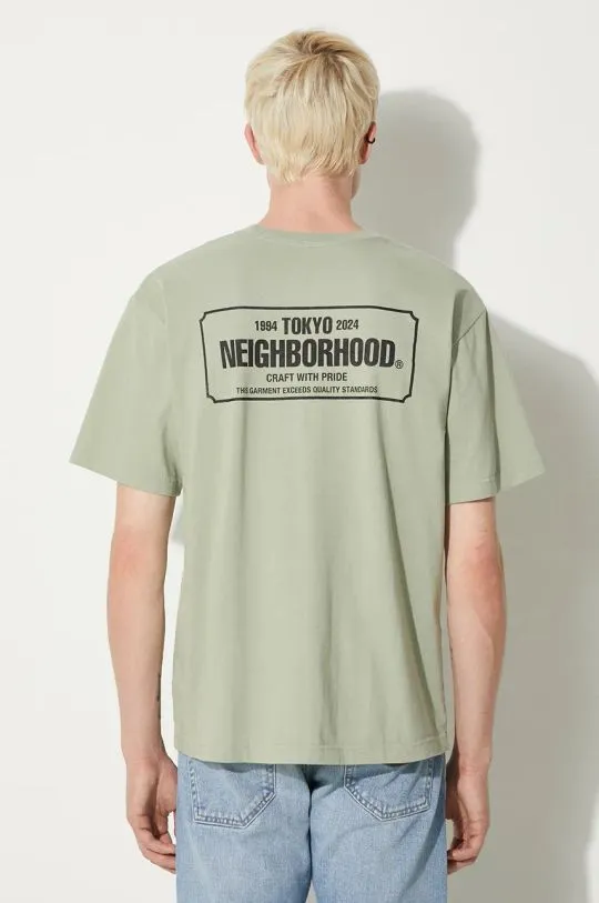 NEIGHBORHOOD t-shirt Tee SS-1 men’s green color smooth 241PCNH.ST01