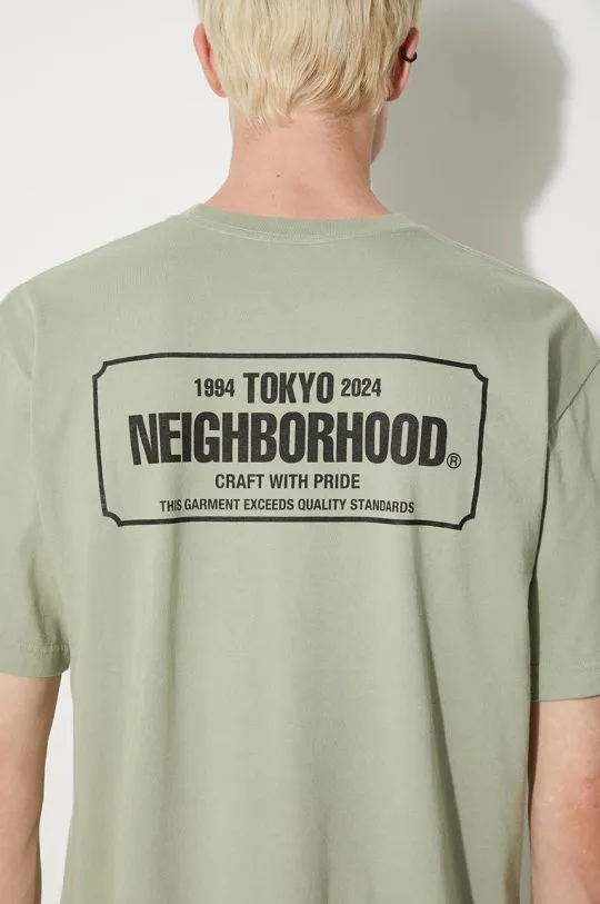 NEIGHBORHOOD t-shirt Tee SS-1 men’s green color smooth 241PCNH.ST01