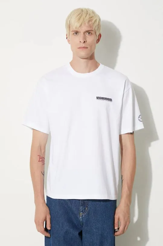 NEIGHBORHOOD t-shirt Tee SS-9 men’s white color with a print 241PCNH.ST09