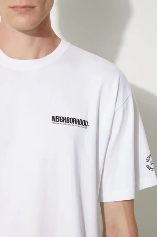 NEIGHBORHOOD t-shirt Tee SS-9 men’s white color with a print 241PCNH.ST09