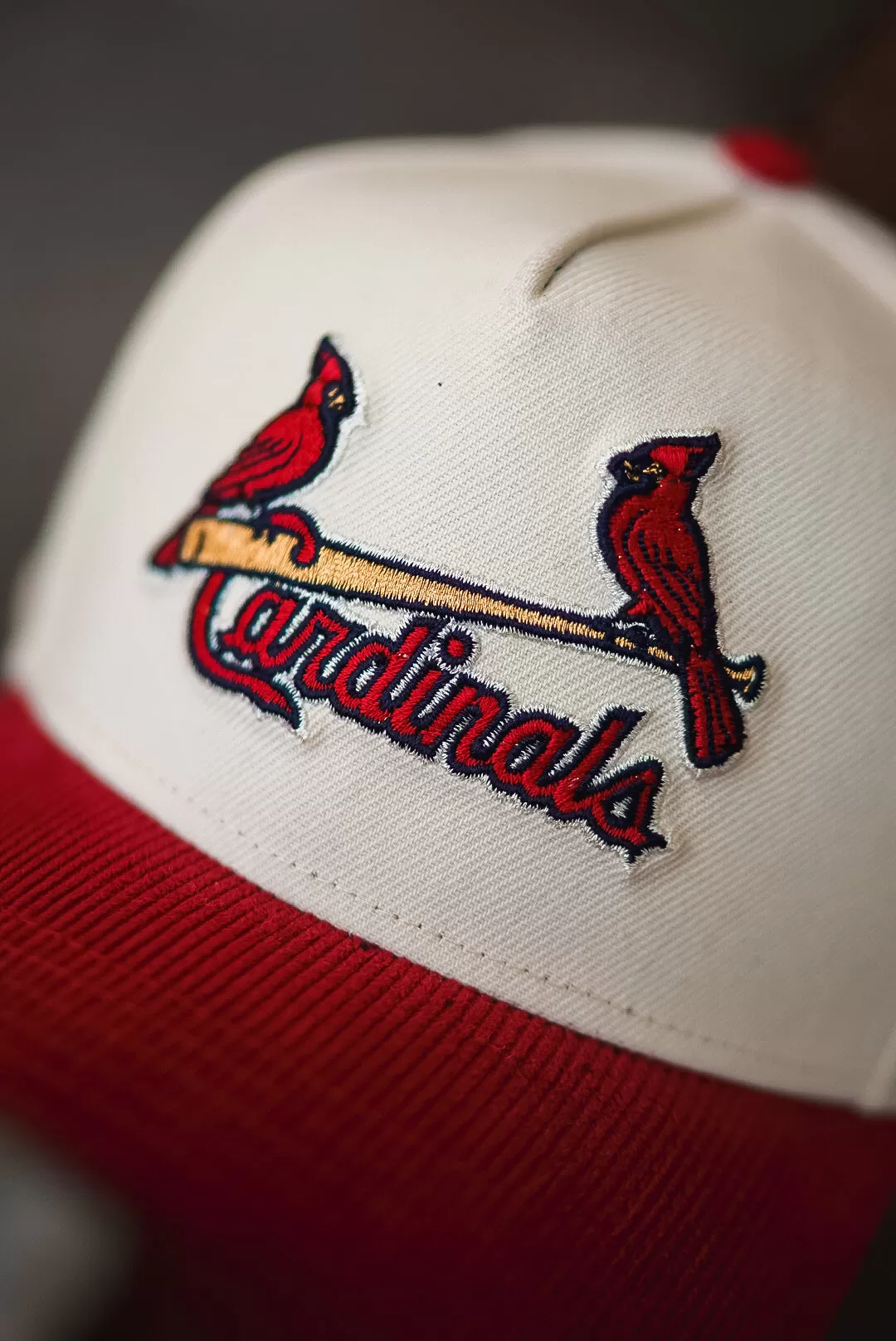 New Era St Louis Cardinals Busch Stadium 9FORTY A-Frame Snapback (White/Red Corduroy)