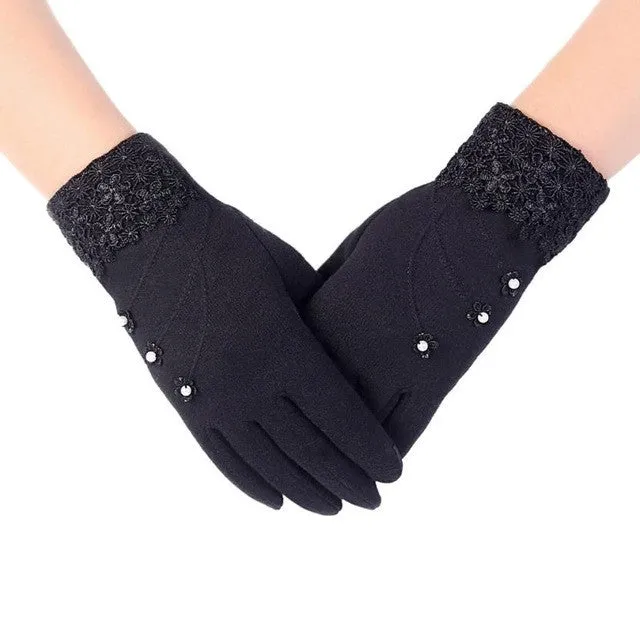 New Gloves For Women Solid Soft Cotton Warm Wrist Mitten Gloves Women Full Finger  Gloves Keep Warm Women's Gloves SM6