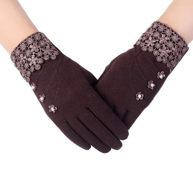 New Gloves For Women Solid Soft Cotton Warm Wrist Mitten Gloves Women Full Finger  Gloves Keep Warm Women's Gloves SM6