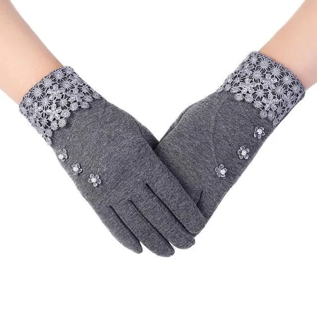 New Gloves For Women Solid Soft Cotton Warm Wrist Mitten Gloves Women Full Finger  Gloves Keep Warm Women's Gloves SM6