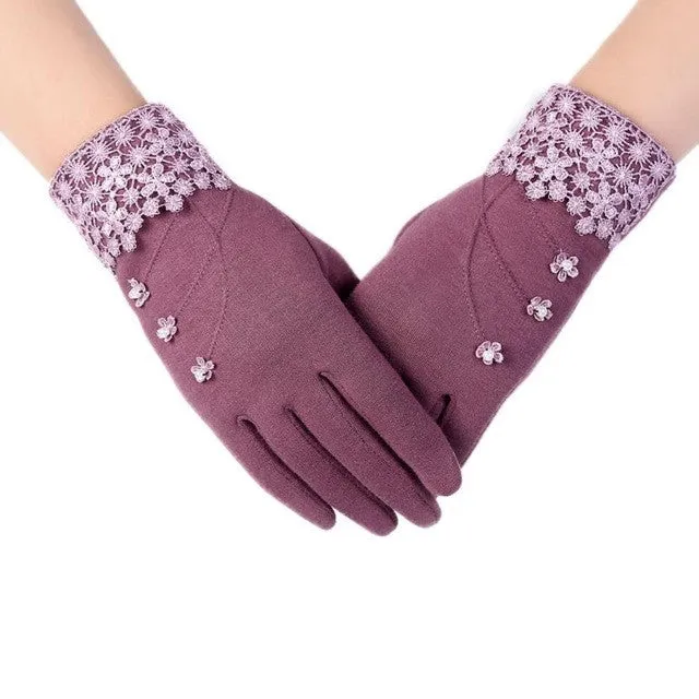 New Gloves For Women Solid Soft Cotton Warm Wrist Mitten Gloves Women Full Finger  Gloves Keep Warm Women's Gloves SM6