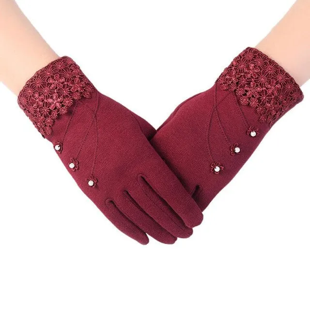 New Gloves For Women Solid Soft Cotton Warm Wrist Mitten Gloves Women Full Finger  Gloves Keep Warm Women's Gloves SM6