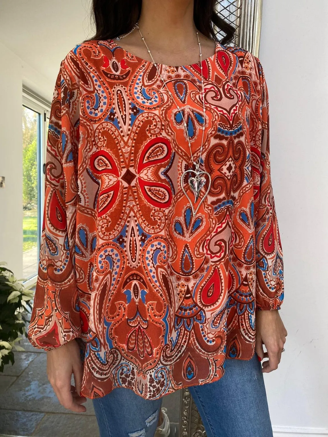 Paisley Chiffon Top Tiena