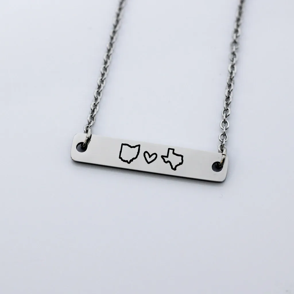 Personalized Horizontal State Bar Necklace