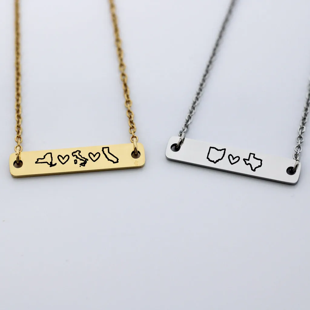 Personalized Horizontal State Bar Necklace