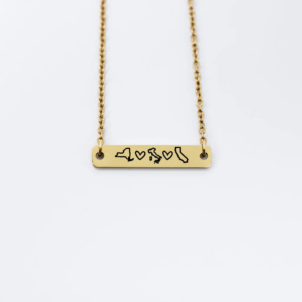 Personalized Horizontal State Bar Necklace