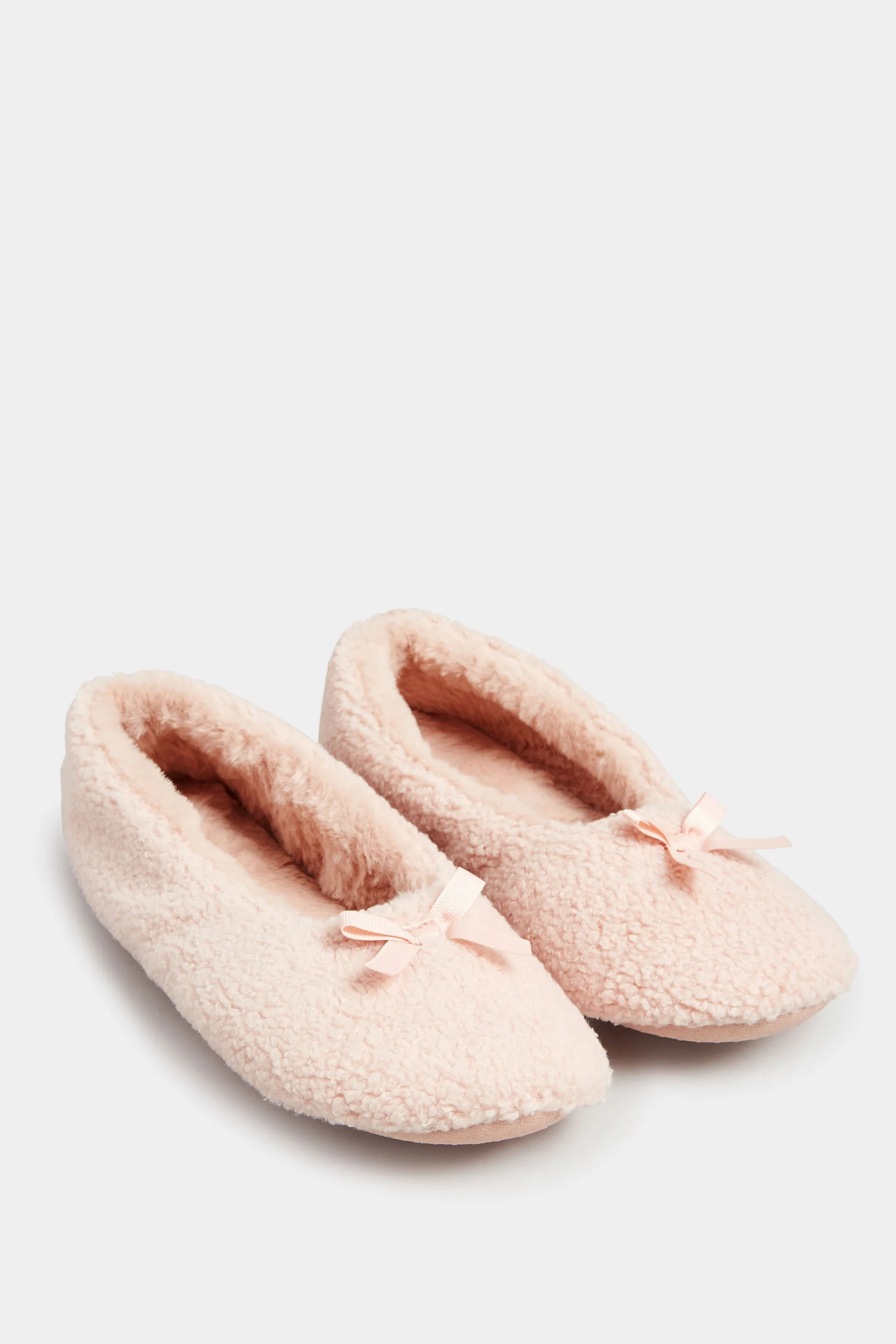 Pink Teddy Ballet Slippers In Wide E Fit