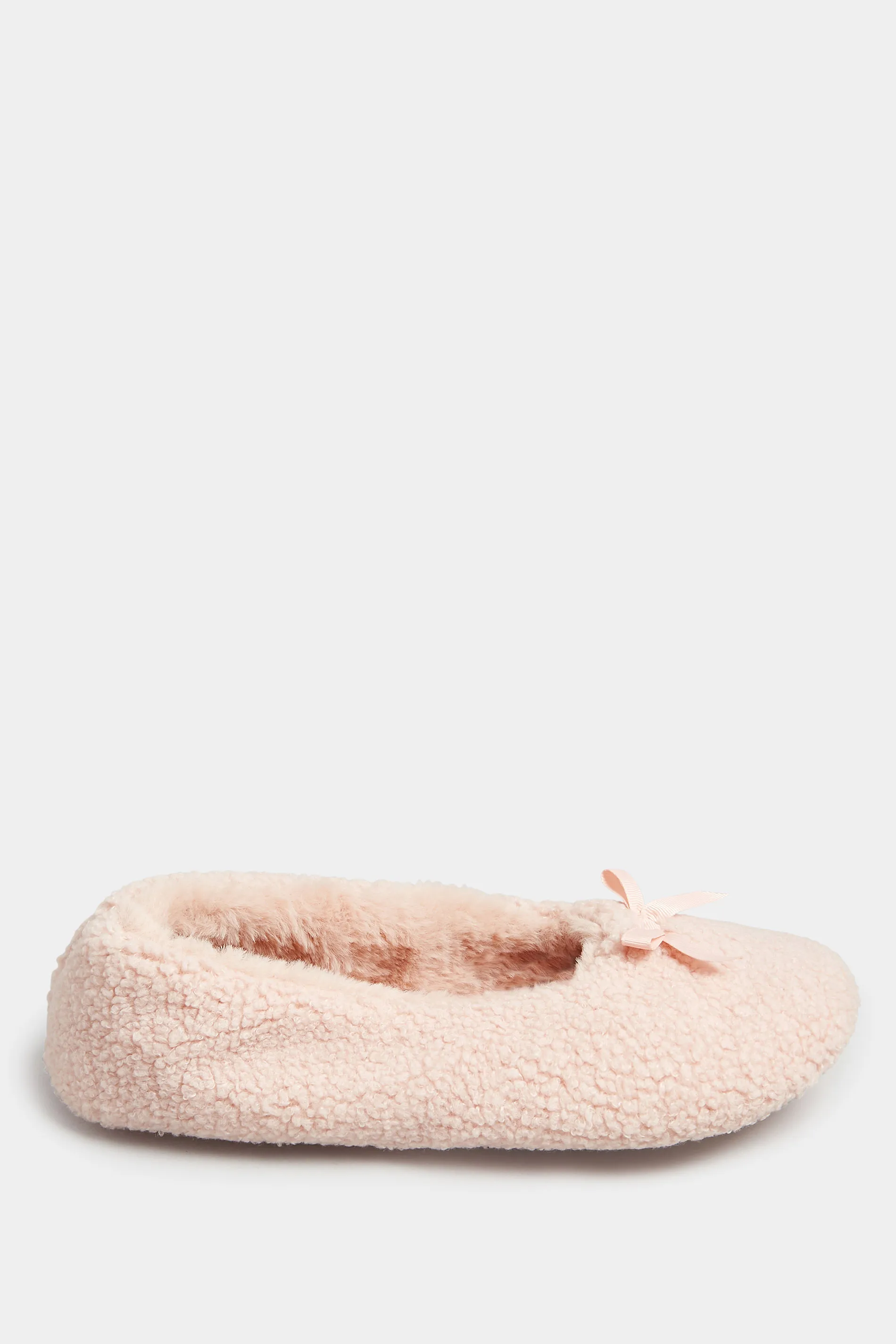 Pink Teddy Ballet Slippers In Wide E Fit