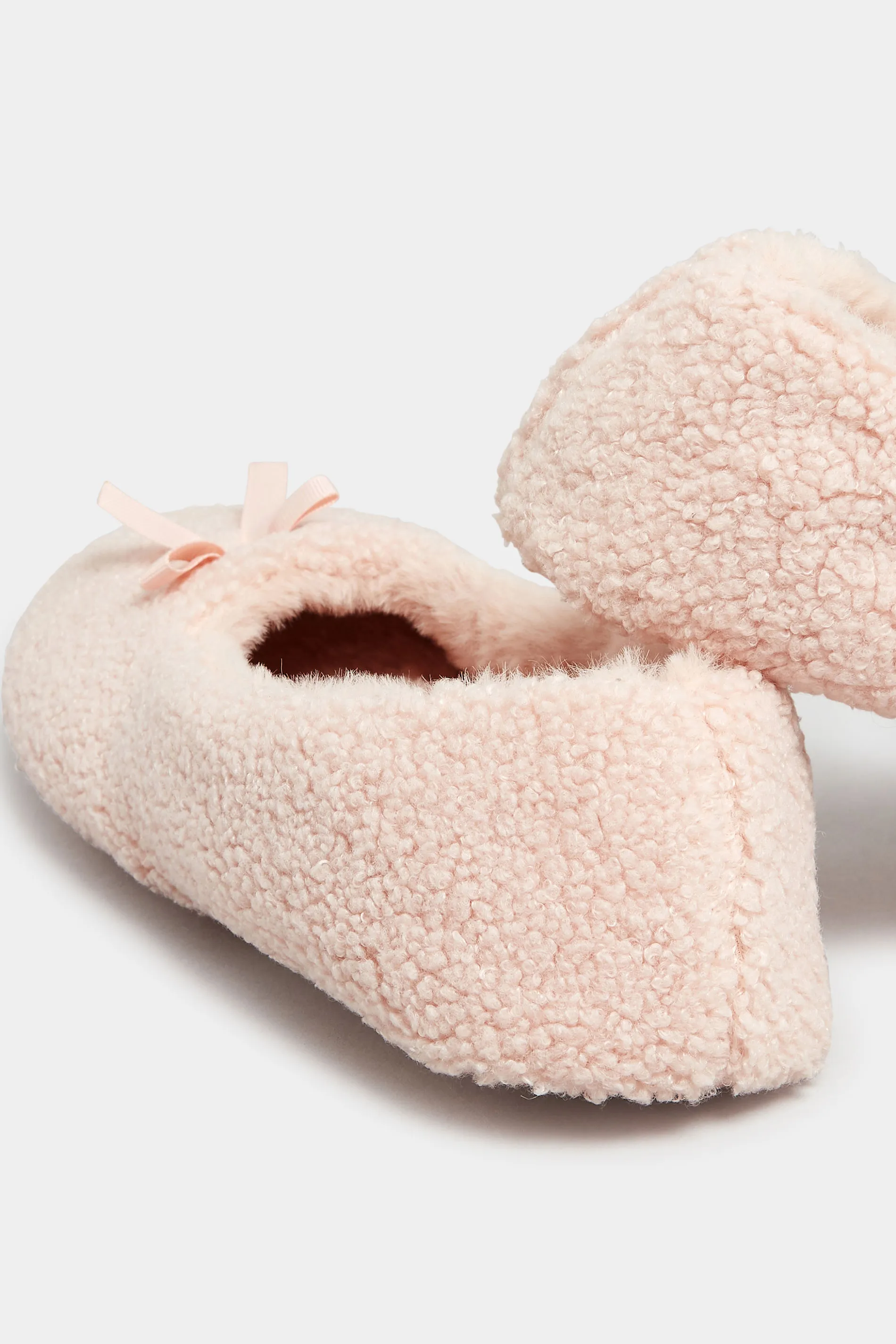 Pink Teddy Ballet Slippers In Wide E Fit