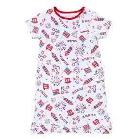 Red, White and Blue Short Sleeve Nightdress