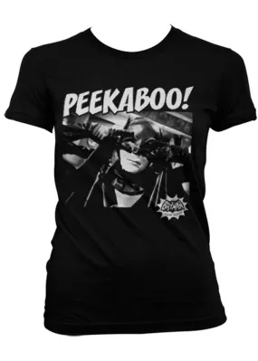 Retro Movies Batman Peekaboo Girly T-Shirt Black