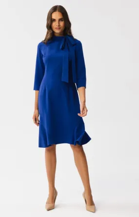 Robe col cravate bleue