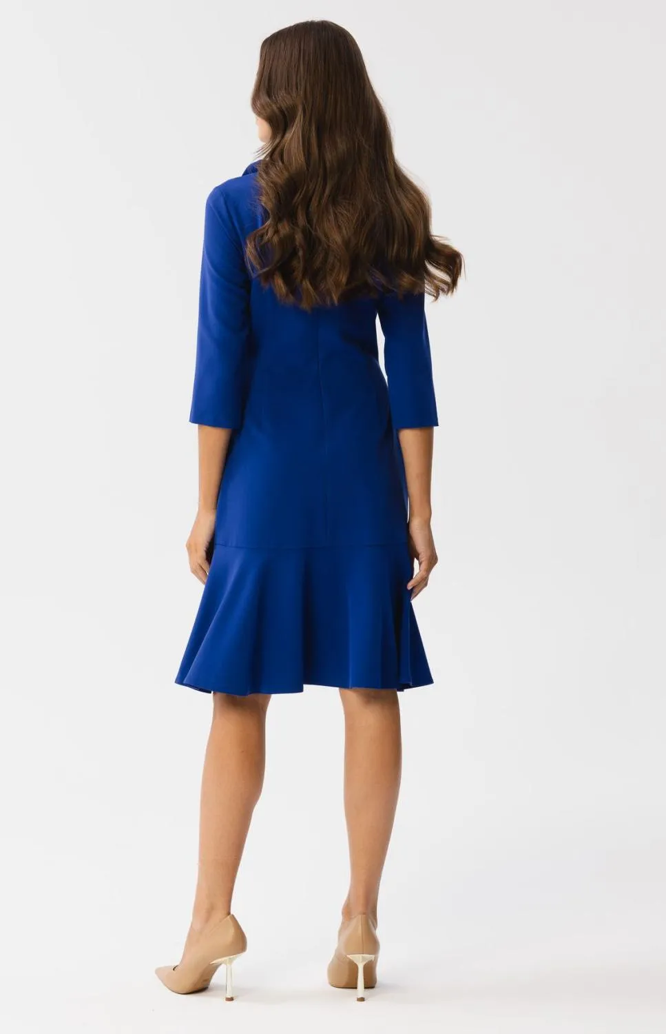 Robe col cravate bleue