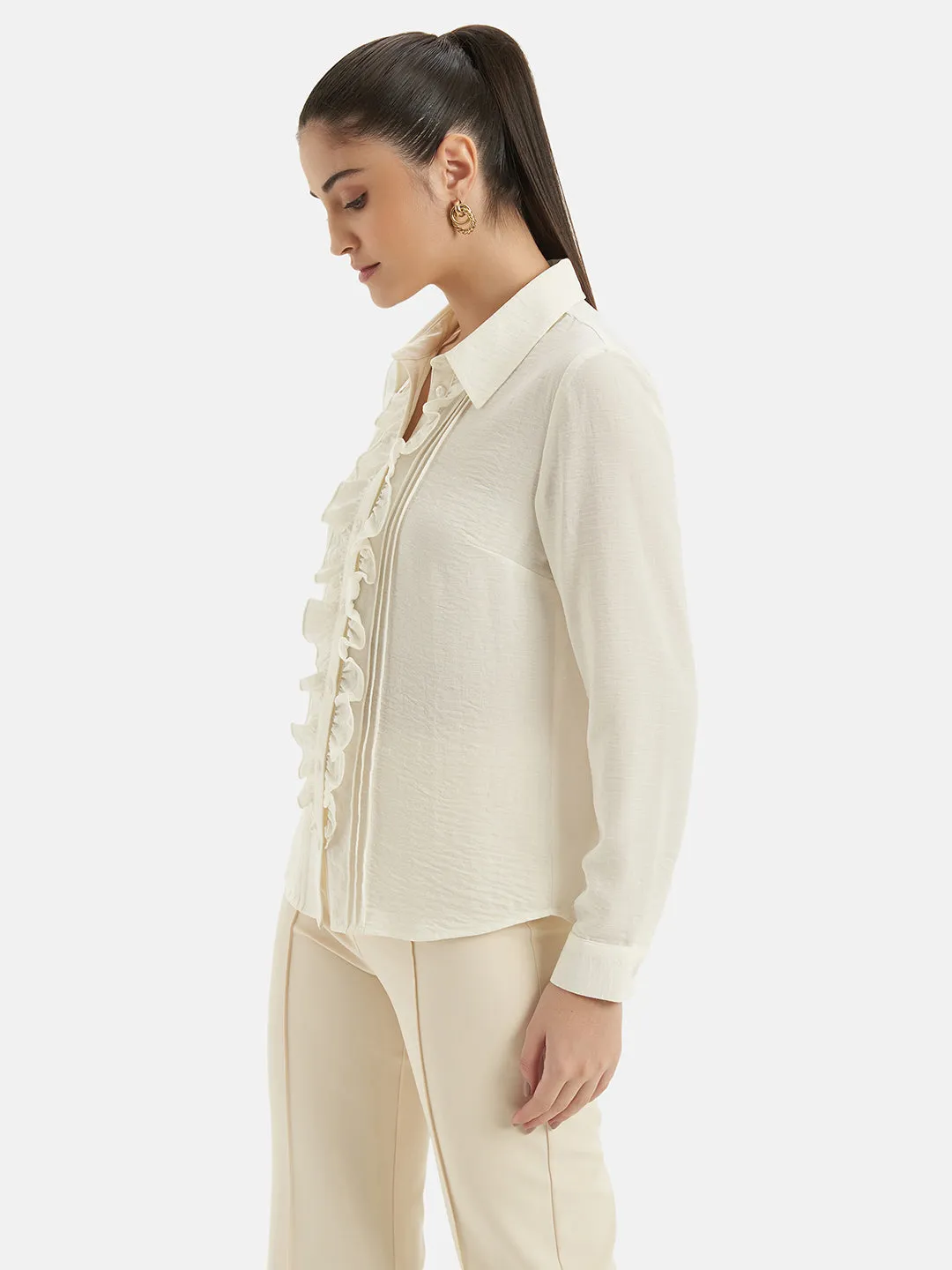 Ruffle Detail Straight Shirt