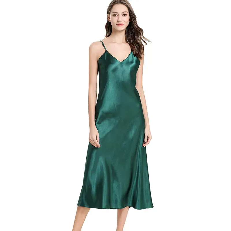 Satin Long Sleep Dress for Women's Nightwear and Lingerie