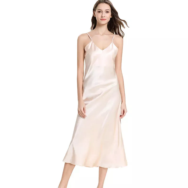 Satin Long Sleep Dress for Women's Nightwear and Lingerie