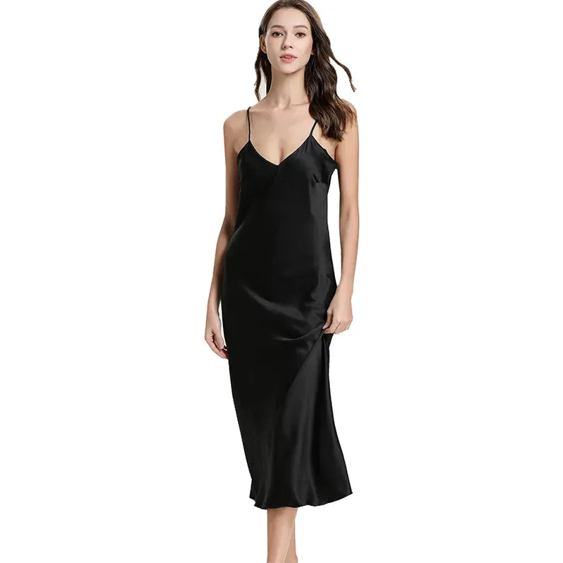 Satin Long Sleep Dress for Women's Nightwear and Lingerie